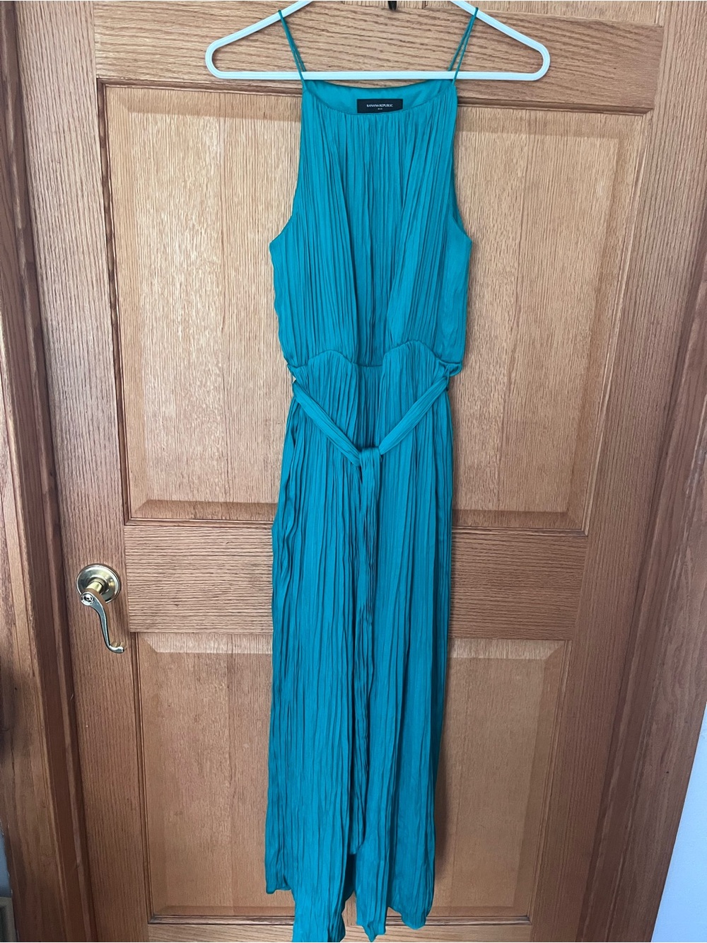 Banana Republic Teal Pleated Halter maxi dress
